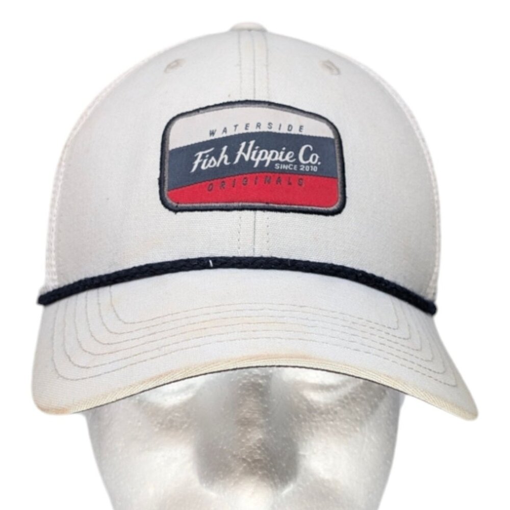Fish Hippie Co Hat Beige Waterside Mesh Back Snap Back Adjustable Cap